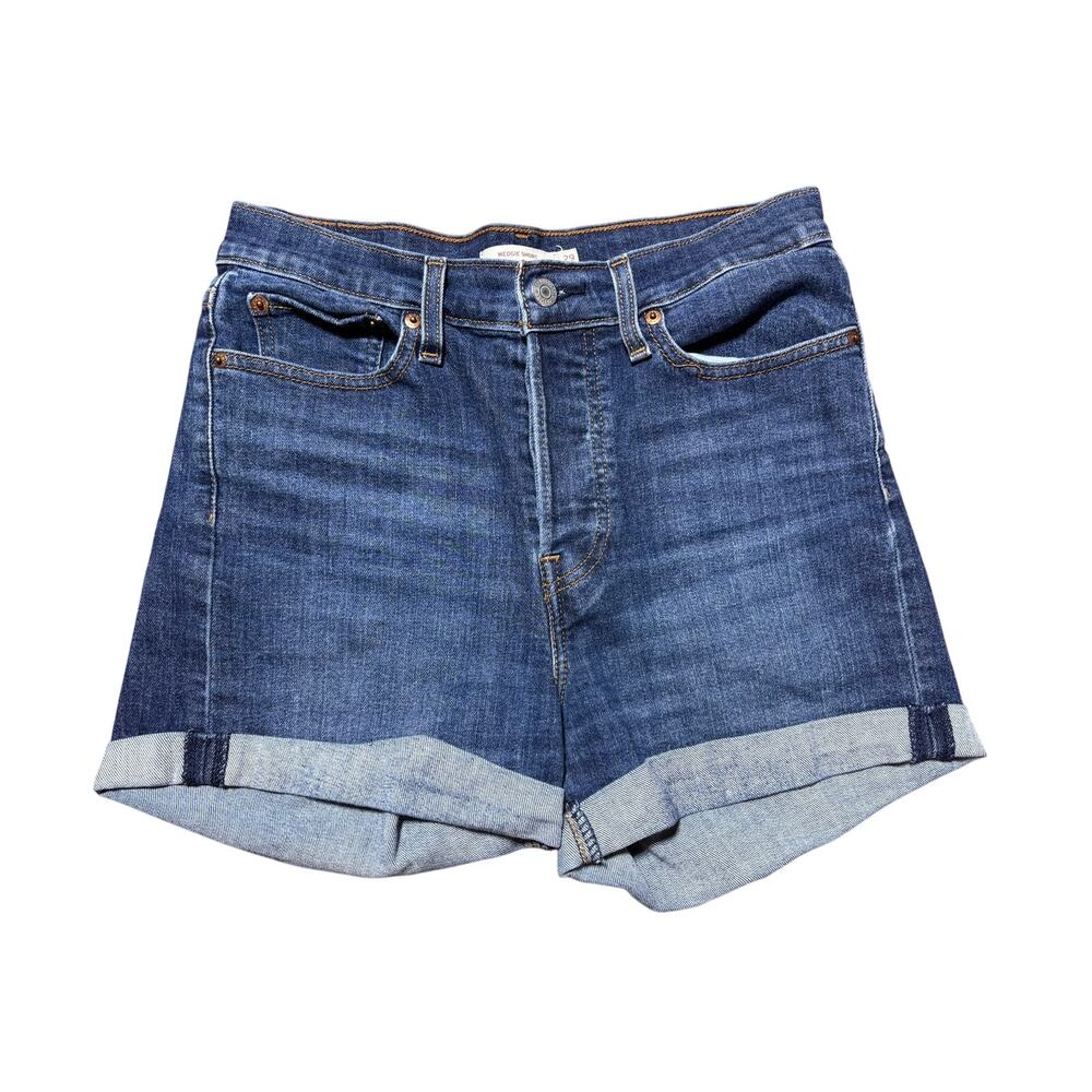 Levi Strauss & Co Womens 29 Blue Denim Rolled Wedgie Shorts